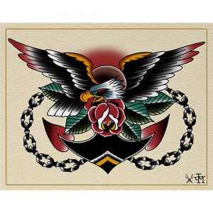 eagle tattoo flash print