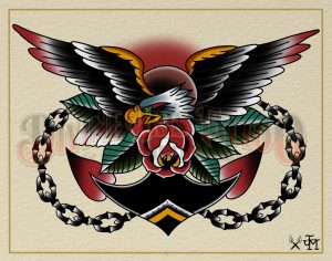 Eagle Anchor Tattoo Flash Print