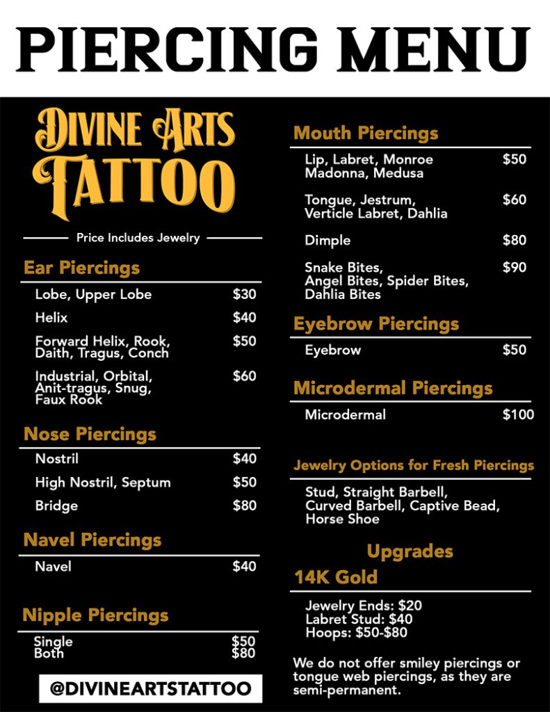 Body Piercing - Divine Arts Tattoo